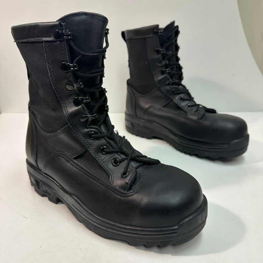 VERY GOOD Altama Wrath 8" Steel Toe Boots Triple Black Leather 7 - Picture 4 of 15